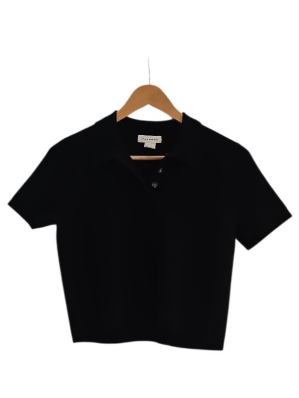 Club Monaco Black Cropped Polo Top